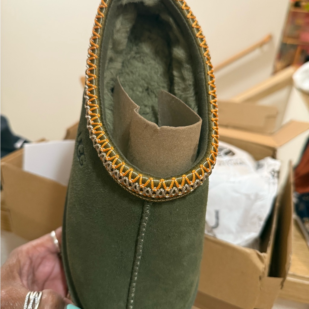 Ugg Green Slippers With Gold Accent